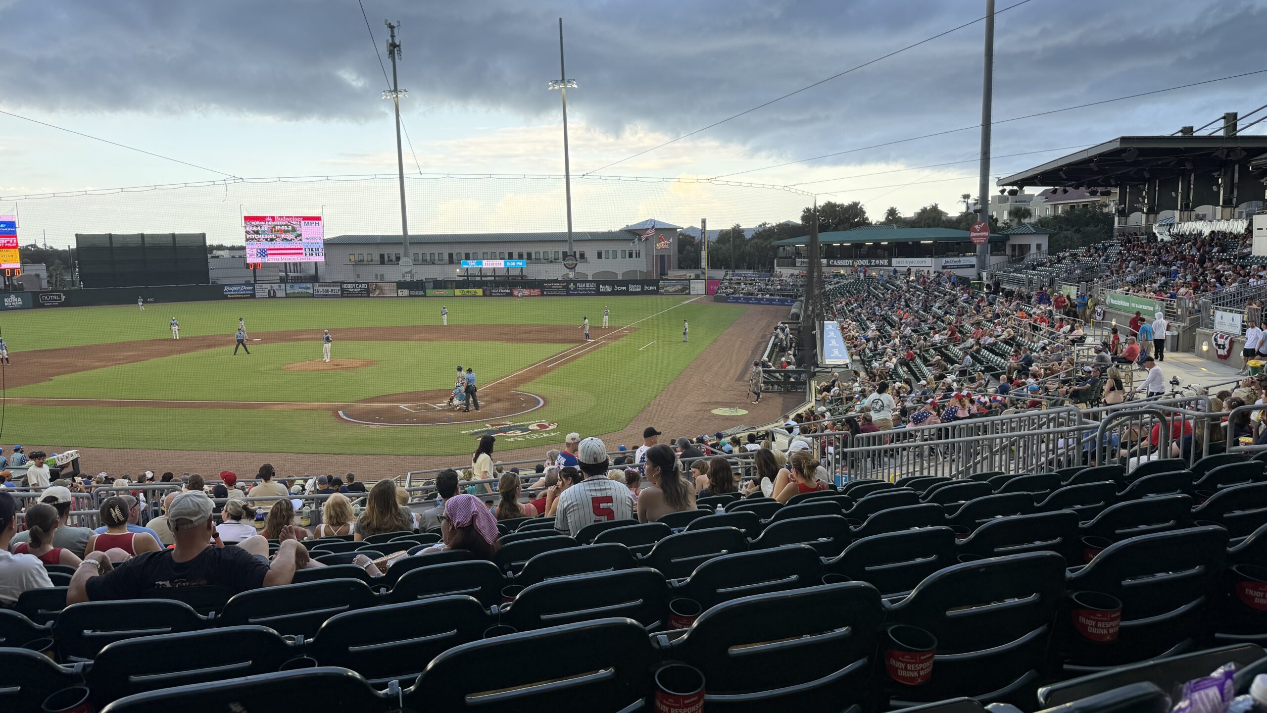 Intimate panoramic view of Roger Dean Stadium